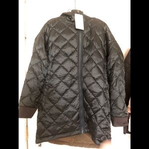 New Athleta Vortex reversible down jacket in blue green combo sz L